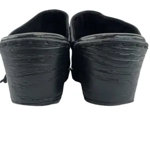 b.o.c. Fringe Leather Mules‎ Black 6 Slip On Open Back Chunky Heel Clogs Shoe thumbnail 8