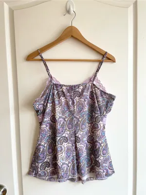 Vintage Xhilaration Y2K Babydoll Lace Trim Paisley Tank Top Cami XL Boho Fairy thumbnail 2