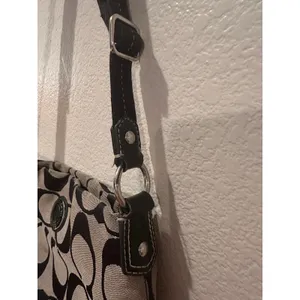 Coach Signature Stripe File Crossbody Zip Shoulder Bag F19220 Black Vintage Y2K thumbnail 6