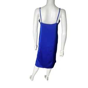 Shinestar Womens Satin Slip Dress Blue Midi Adjustable Straps Side Slit NWT S thumbnail 2