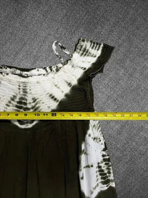 True Destiny Olive Tie-Dye Cold Shoulder Mini Dress Size Large thumbnail 6