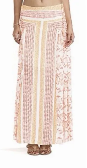 Free People Squared Off Convertible Maxi Skirt Size Small Multicolored Tie Side thumbnail 1