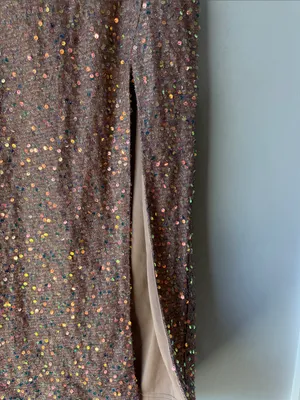 NWT Lulu's Sequin Pink Maxi Skirt Side Slit thumbnail 3