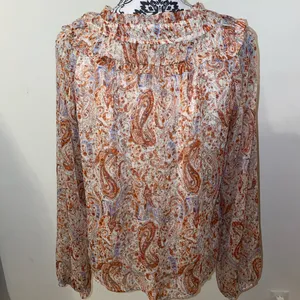 Mi Ami Francesca’s Collection Paisley Print Boho Blouse Size Large Orange thumbnail 4