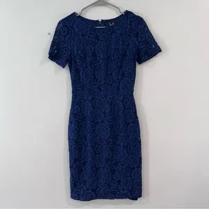 Lulus Polished to Perfection Navy‎ Blue Lace Sheath Dress MEDIUM thumbnail 5