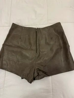 Grey Leather Skort Gray Size M thumbnail 2