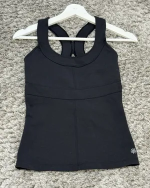 Athleta Women’s Black Tank Top Racerback Cutout Yoga Workout Activewear Size S thumbnail 1