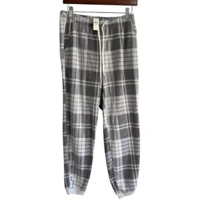 Aerie Plaid Pajama Jogger Pants Gray White Drawstring Lounge Sleepwear Small NEW thumbnail 10