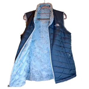 The North Face Womens Reversible Mossbud Swirl Vest Blue Quilted Fleece‎ Medium thumbnail 4