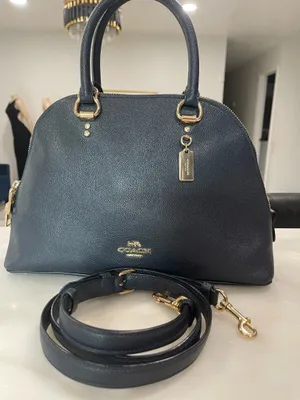 Coach Katy Satchel Bag - 2553 Dark Navy Blue Crossgrain Leather thumbnail 1