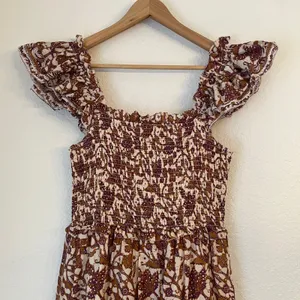 Anthropologie Love the Label Maxi Dress S Cottagecore Smocked Tiered Block Print thumbnail 8