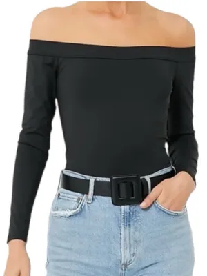 Tuckernuck Black Long Sleeve Laila Off the Shoulder Top XS thumbnail 1