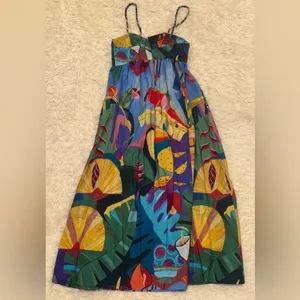 NEW FARM Rio Tropical Scenario Sleeveless Maxi Dress sz S thumbnail 8