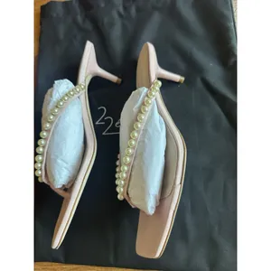 22élevé Pearl Embellished Leather Thong Sandals Ballet Pink Size 38 1/2~8US~NEW thumbnail 2