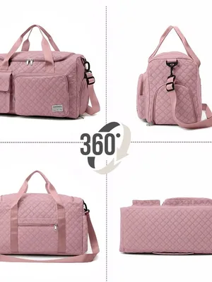 Quilted Pink Travel Duffel Bag Women's Carryall W thumbnail 8