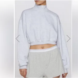 SKIMS Cotton Fleece Half Zip Sweatshirt Pullover Light Heather Grey M Limited Ed thumbnail 5