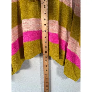 Free People Striped Green Pink Striped Oversized Sweater Womens S Boho Casual thumbnail 6
