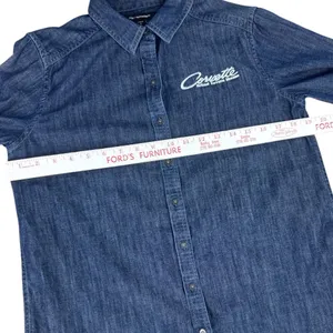 National Corvette Museum Denim Shirt Womens Small Blue Button Up Port Authority thumbnail 5