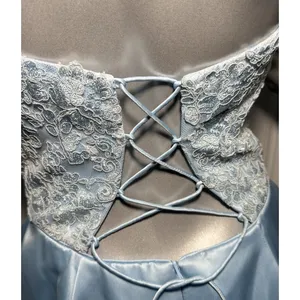 Sherri Hill Ice Blue Satin Prom Dress with Floral Embroidery & Pockets - Sz 10 thumbnail 8