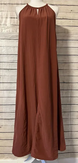 Eileen Fisher Halter Maxi Dress in Rust Brown thumbnail 1