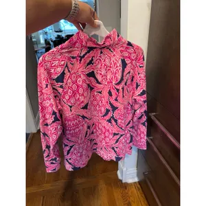 Lilly Pulitzer Skipper Popover in Coco Safari UPF 50+ Track Jacket XL thumbnail 4