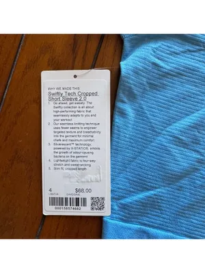 Lululemon Swiftly Tech Cropped Short Sleeve 2.0 Ocean Wave Size 4 NWT thumbnail 3