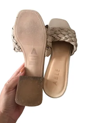 ABLE Beige Braided Leather Heels Sandals Size 9.5 Tan thumbnail 3