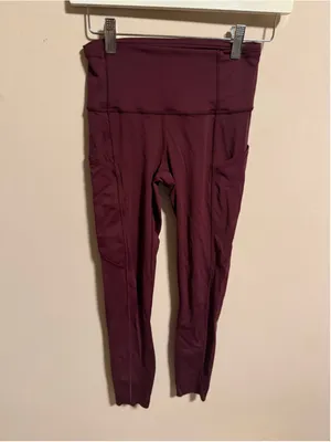 Lululemon Fast and Free Tight II 25" *Non-Reflective Nulux Garnet- Size 4 thumbnail 2