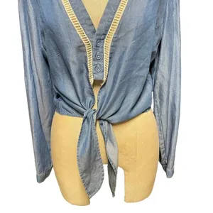 Lovers + Friends Carmine Chambray Tencel Top Size‎ Medium thumbnail 5