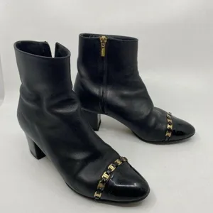 Msrp$730 SALVATORE FERRAGAMO Booties W/ Gold signa thumbnail 3