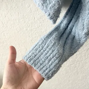 American Eagle Oversized Slouchy Ribbed Knit Soft Cowl Neck Light Blue Sweater thumbnail 8