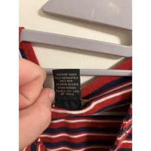 Vintage Y2K Abercrombie & Fitch Lace-Up Striped Baby Tee Rare Medium red blue‎ thumbnail 5