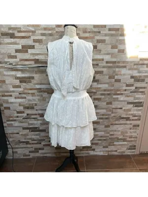 Laundry By Shelli Segal White Eyelet Cotton Layered Tiered Sleeveless Dress XL thumbnail 3