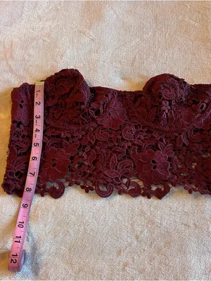 Kimchi Blue burgundy floral crocheted bustier top size L festival boho thumbnail 10