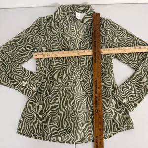 New Abercrombie & Fitch Green Sheer Long Sleeve Blouse Abstract Swirl Top Small‎ thumbnail 9