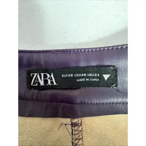 ZARA Faux Leather Pants XS whimsygoth purple hippie goth retro x small party thumbnail 10
