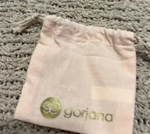 Gorjana Blush Pink Velvet Drawstring Pouch with Gold Logo thumbnail 1