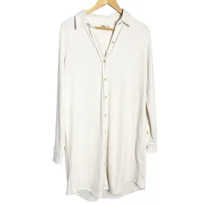 Faherty Legend White Oatmeal Long Sleeve Button Up Sweater Shirt Mini Dress M thumbnail 4