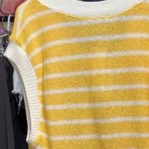 Zara Yellow and White Striped Zara V-Neck Sleeveless Knit Sweater Medium (NWT) thumbnail 8
