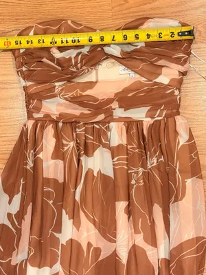 Katie May Adele Strapless Floral Maxi Dress in Brown and Blush Gown thumbnail 8