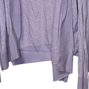 Gap Womens Sweater Open Cardigan Long Sleeve Lavender White Striped Slub Large thumbnail 3