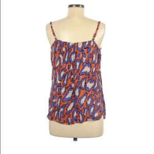 Cabi Orange & Purple Animal Print Sleeveless Top Womens M Tank Blouse Beachy thumbnail 3