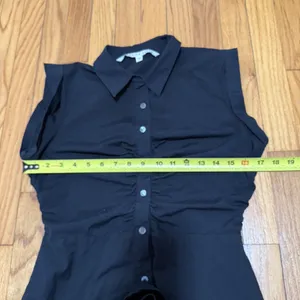 Veronica Beard Black Ferris Stretch Poplin Ruched Shirt Dress Size 4 thumbnail 9