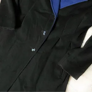 JULES MILLER Black Coat Blue Collar Lapel Fully Lined Midi Length VINTAGE thumbnail 12