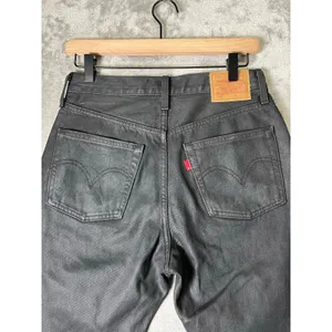 Levi's 501 Wax Coated Jeans Women's 27x30 Black High Rise Straight Leg Denim thumbnail 4