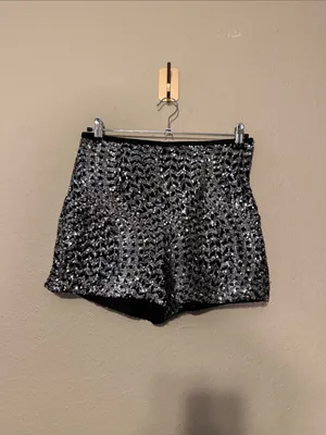 Zara sequin shorts Silver and Black Size Medium NWT thumbnail 3