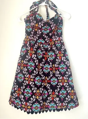 Anthropologie Edme & Esyllte Black Floral Halter Dress Size 4 thumbnail 1