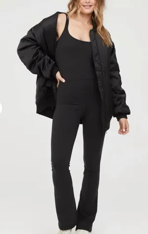 Offline By Aerie Black The Hugger Bootcut Jumpsuit thumbnail 1