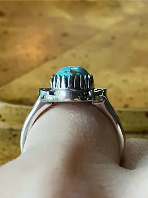 Natural Blue Moon Turquoise Sterling Silver Ring Size 7 thumbnail 2