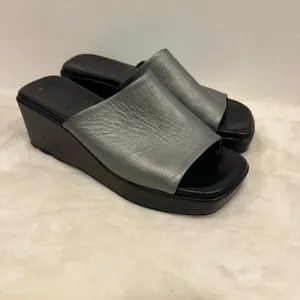 Spring Step Italian Silver Wedge 90s Y2K style platform dress casual Sandals! thumbnail 7